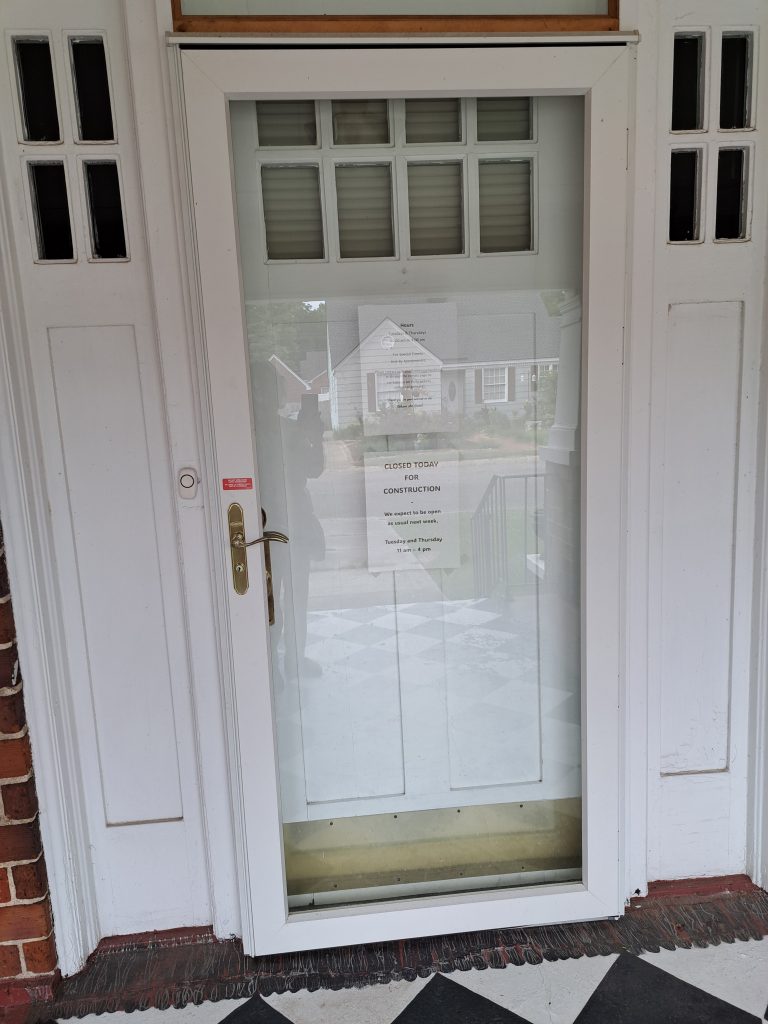 Front Door - Closed for Construction Sign
