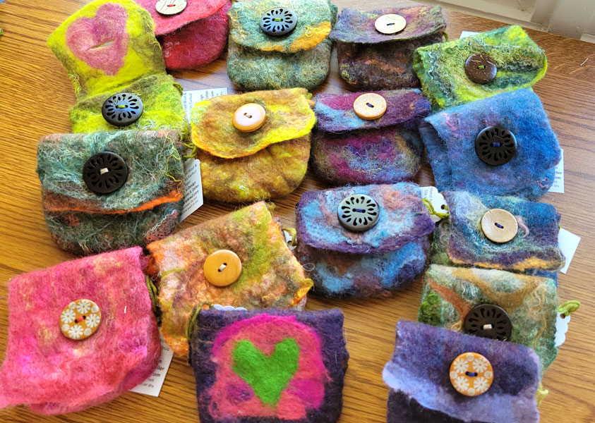 Felted Wool Wallets Class, instructor Nanette Zeller, at Robeson Art Guild